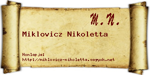 Miklovicz Nikoletta névjegykártya